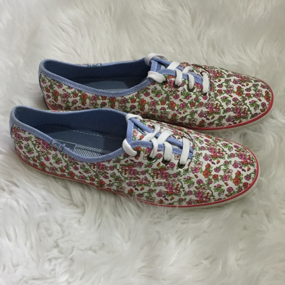 Keds 8.5 Floral Plimsolls Champion Shoes New - Picture 8 of 8